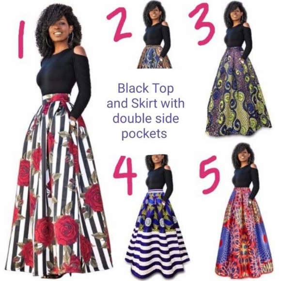 2PC Cold Shoulder Top And Maxi Skirt - Picture 2 of 8